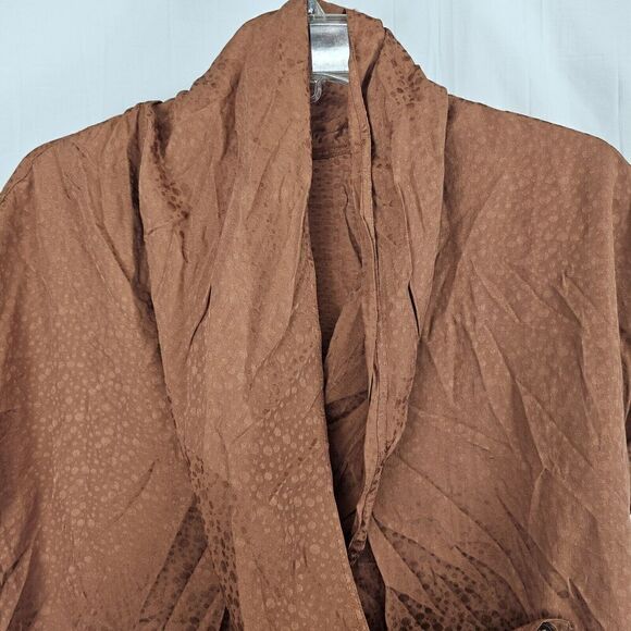 Mango Suit Blusa Luna Nwt US Women's Size 2 Rust Orange Faux Wrap Blouse - Picture 3 of 7